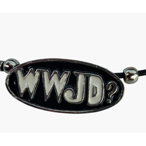 WWJD Necklace Metal Oval Pendant What Would Jesus Do Choker - Picture 1 of 5